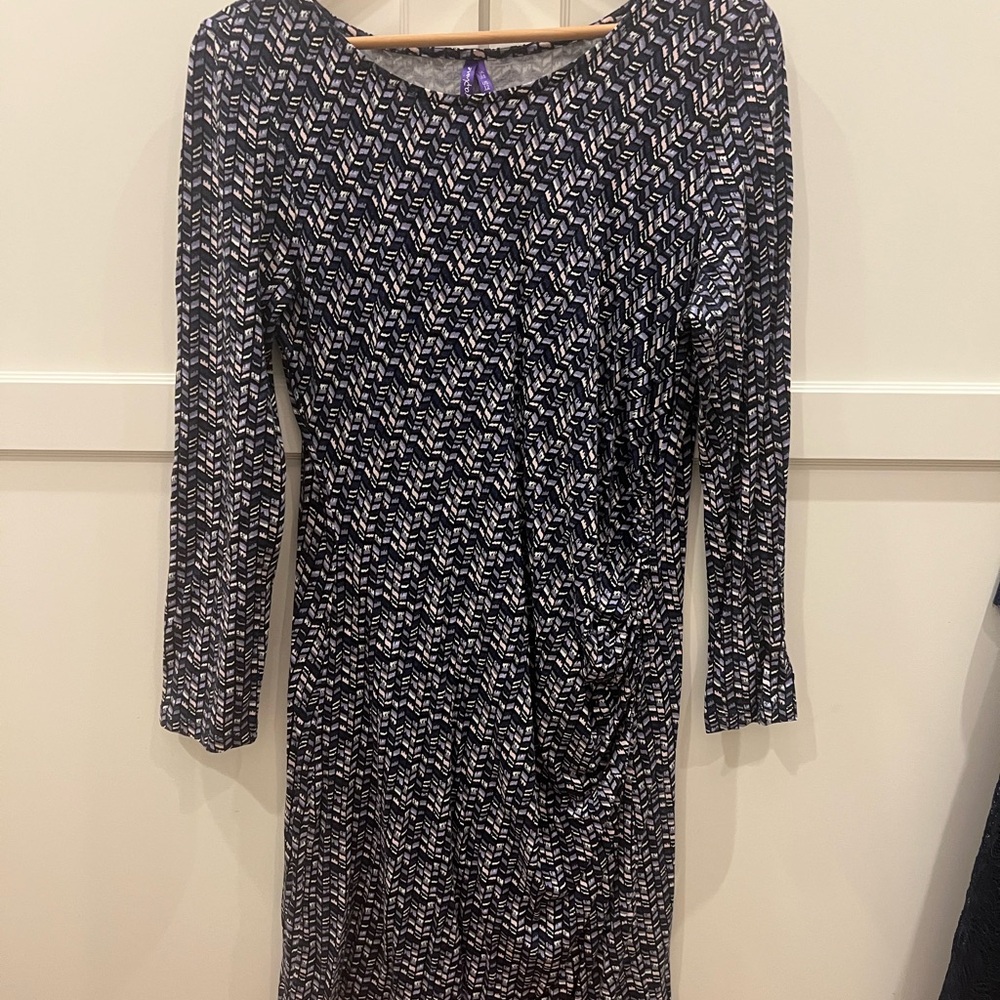 Maternity Elegant Black and White Patterned Dress